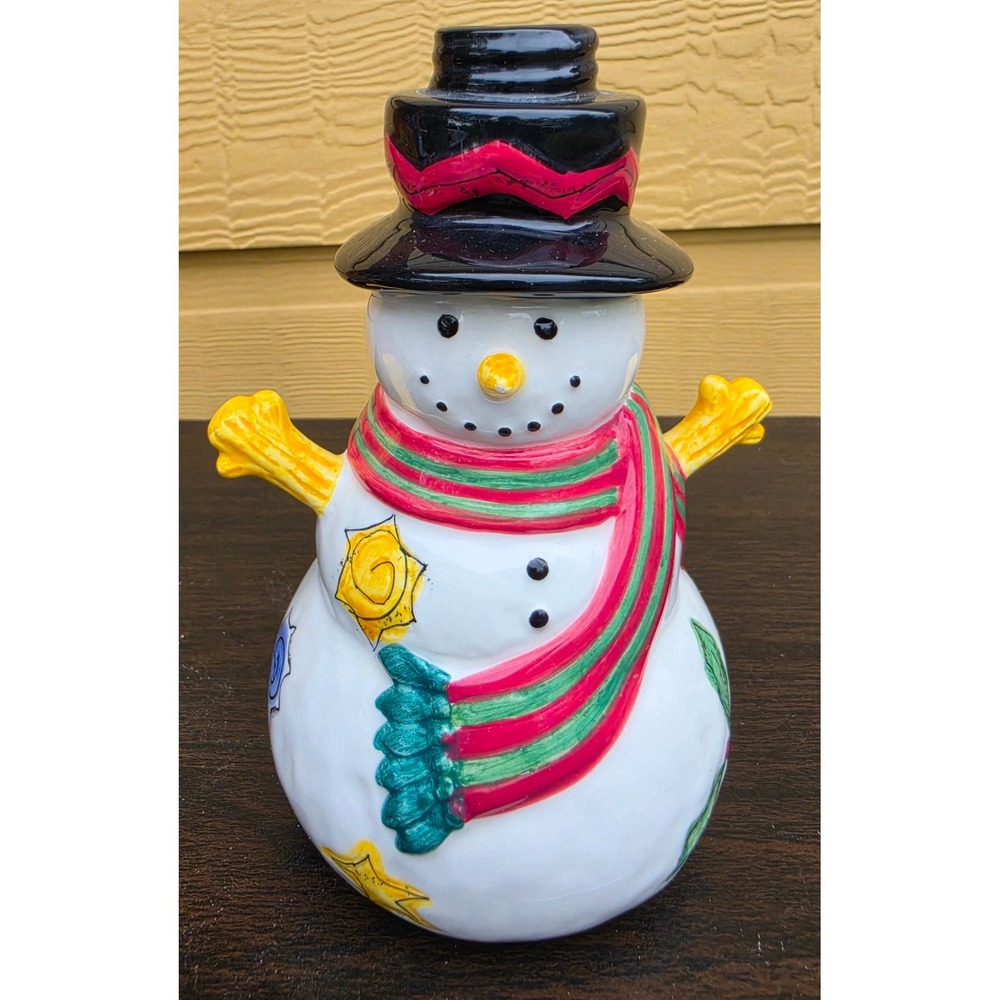 Sango Sue Zipkin The Sweet Shoppe Christmas Snowman Ceramic Figurine TOP MISSING